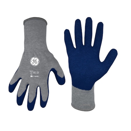 Ge Coated Gloves, Rubber, Crinkled, Gray, XL 1 PR GG209LC